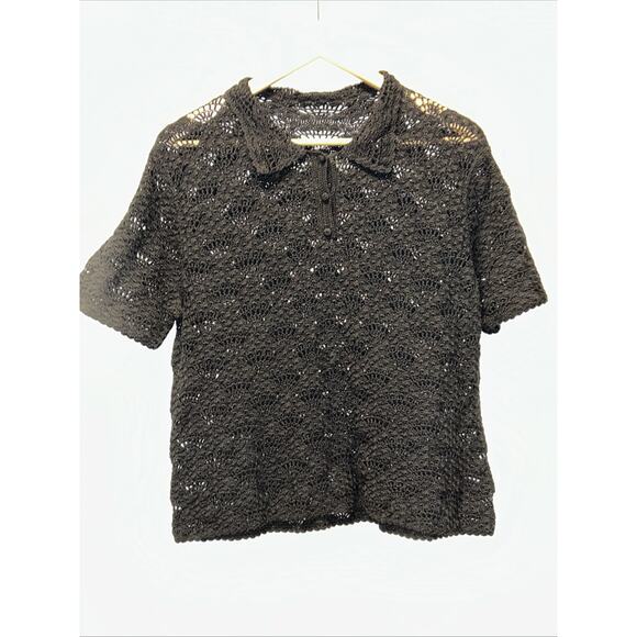 Black Crochet Knit Women's Medium Sweater Witchy Whimsigoth Oversized Goth - Picture 1 of 10